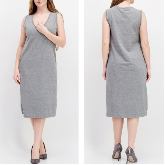 Mohnton Made Dresses & Skirts - Mohnton Made Women Textured Sleeveless Midi‎ Dress Grey Multi Color Size Small